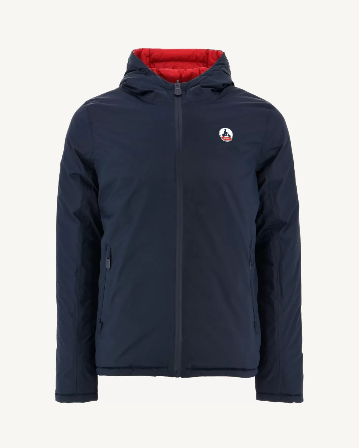 JOTT Reversible hooded down jacket Navy/Red Bergen Clearance